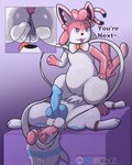 ball_tuft balls bdsm blue_penis bodily_fluids bow_ribbon dildo duo female female_penetrating female_penetrating_male feral feral_on_feral fur genital_fluids genitals male male/female male_penetrated paws penetration penis pov_facesitting purple_eyes pussy raised_tail ribbons sex sex_toy star_eyes tail talking_to_viewer text tongue tongue_out tuft vaginal_fluids white_body white_fur velvet706 nintendo pokemon eeveelution generation_2_pokemon generation_6_pokemon pokemon_(species) sylveon umbreon 4:5 absurd_res hi_res