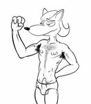 anthro balls clothing fur genitals male nipples penis solo underwear illegaleel activision crash_bandicoot_(series) pinstripe_potoroo macropod mammal marsupial potoroo hi_res monochrome sketch