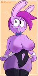 2023 :3 anthro big_breasts bow_tie breasts buckteeth bunny_costume bunny_enid cartoon_network clothed clothing costume davidsanchan enid_(ok_k.o.!_lbh) female fishnet_clothing fishnet_legwear hi_res huge_breasts lagomorph legwear leporid looking_at_viewer mammal ok_k.o.!_let's_be_heroes rabbit simple_background smile solo teeth thick_thighs thigh_highs topless wide_hips