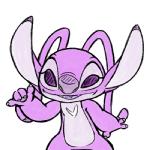 4_fingers antennae_(anatomy) big_ears claws eyelashes female fingers fur gesture hand_gesture looking_at_viewer no_pupils no_sclera open_mouth open_smile pink_body pink_fur purple_claws purple_eyes purple_nose shaka_sign simple_background smile solo white_background su26 disney lilo_and_stitch angel_(lilo_and_stitch) alien experiment_(lilo_and_stitch) 1:1 2015 colored_sketch digital_media_(artwork) low_res sketch