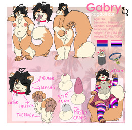 ambiguous_gender animal_genitalia anthro anus areola balls belly bottomwear breasts chastity_device clothing collar dancing digit_ring eyeliner eyewear feet feline_genitalia fluffy fluffy_paws fluffy_tail food gender_symbol genderfluid genitals glasses heart_symbol jewelry lgbt_pride lipstick makeup nipples pasties pawpads paws penile_spines penis presenting presenting_anus pride_color_clothing pride_colors ring sheath silly skirt slightly_chubby solo sushi symbol tail teeth toe_ring toes tongue tongue_out gabrycat28 domestic_cat felid feline felis mammal ragdoll_cat absurd_res hi_res model_sheet