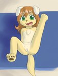 anthro anus brown_hair butt clitoris female freckles genitals green_eyes hair looking_at_viewer nude open_mouth pawpads presenting presenting_pussy pussy raised_leg sitting solo spread_legs spreading young young_anthro young_female ketsa pepper_(ketsa) canid canine canis domestic_dog mammal absurd_res hi_res