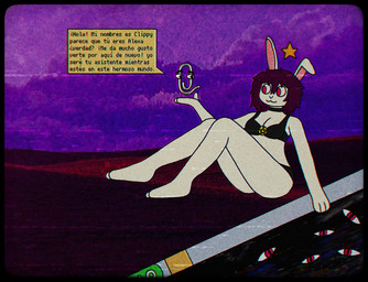 anthro female mystery red_eyes solo webcore crischar_foxito microsoft microsoft_office microsoft_windows windows_xp alexa_(crischar_foxito) clippit lagomorph leporid mammal rabbit hi_res