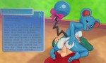 2024 5_fingers 5_toes ahegao anthro blue_body blue_fur bow_accessory clothed clothing cowgirl_position duo english_text feet female fingers from_front_position fur generation_2_pokemon hi_res human human_on_anthro humanoid_feet humanoid_hands interspecies looking_pleasured male male/female mammal marill nearphotison nintendo on_bottom on_ground on_top partially_clothed plantigrade pokemon pokemon_(species) pokephilia sex text toes