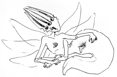 4_arms 4_horns 6_wings apode black_eyes blush blush_lines bodily_fluids crossed_arms dripping dripping_vulva female flat_chested genital_fluids genitals hand_on_hip horn insect_wings legless looking_at_viewer lying multi_arm multi_horn multi_limb multi_wing on_ground on_side pose presenting presenting_vulva seductive simple_background solo tail thick_tail vaginal_fluid_drip vaginal_fluids vulva white_background white_body white_head white_tail wings latyabsx hollow_knight_(franchise) team_cherry pale_king_(hollow_knight) arthropod arthropod_taur insect insect_taur taur 2024 absurd_res graphite_(artwork) hi_res line_art monochrome pen_(artwork) traditional_media_(artwork) male_(lore)
