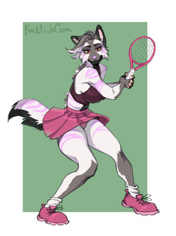 5_fingers anthro barely_visible_underwear biped border bottomwear breasts claws clothed clothed_anthro clothed_female clothing female finger_claws fingers footwear front_view fully_clothed fully_clothed_anthro fully_clothed_female fur grey_hair hair handpaw holding_tennis_racket inner_ear_fluff looking_at_viewer markings panties panty_peek panty_shot partially_visible_underwear paws pink_stripes red_eyes shoes simple_background skirt smile socks solo standing striped_body striped_fur striped_markings striped_tail stripes tail tail_markings tennis_racket topwear tuft underwear upskirt upskirt_view white_body white_border white_fur white_tail yellow_sclera katfishcom yeenna_(monstercheetah) hyena mammal 2025 digital_drawing_(artwork) digital_media_(artwork)