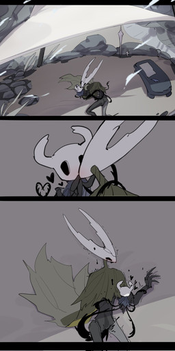 3_panel_comic ambiguous_gender arthropod_abdomen arthropod_abdomen_penetration bird's-eye_view black_body black_carapace black_fluid blue_cloak blue_clothing blush bodily_fluids bottomless carapace cloak cloak_only clothed clothing duo extreme_size_difference female female/ambiguous furniture green_cloak green_clothing grey_background heart_symbol high-angle_view holding_face horn kissing larger_penetrated larger_sub loose_feather lying melee_weapon on_back on_side partially_clothed penetration quill rear_view restrained restrained_by_tentacles sex shaking simple_background size_difference spiked_tentacles spikes spikes_(anatomy) submissive sword table tears tent tentacle_in_vagina tentacle_penetration tentacle_sex tentacles tremble_lines trembling vaginal vaginal_penetration weapon white_head white_horn oxide_cat hollow_knight_(franchise) team_cherry hollow_knight_(character) the_knight_(hollow_knight) arthropod humanoid insect vessel_(species) 1:2 2025 comic digital_drawing_(artwork) digital_media_(artwork) hi_res shaded simple_shading incest_(lore) nonbinary_(lore)