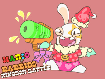 aiming aiming_gun aiming_weapon anthro black_eyes blue_clothing blue_handwear blue_mittens blush blush_lines bodypaint buckteeth button_(fastener) christmas_clothing christmas_headwear clothed clothed_anthro clothed_male clothing face_paint featureless_legs fully_clothed fully_clothed_anthro fully_clothed_male fur gun handwear hat hat_on_ear headgear headwear heart_pattern_underwear holding_gun holding_object holding_ranged_weapon holding_weapon holidays light liquid long_ears male mittens multicolored_body narrowed_eyes no_eyebrows noseless pawpads pink_clothing pink_tongue pink_underwear ranged_weapon red_background red_clothing red_hat red_headwear red_shirt red_topwear santa_hat shirt simple_background sitting solo squint tan_eyelids tan_inner_ear tan_pawpads teeth text title tongue topwear two_tone_body underwear weapon white_body white_fur charisuke christmas mario_bros mario_plus_rabbids_kingdom_battle nintendo raving_rabbids rayman_(series) ubisoft fan_character party_ziggy lagomorph mammal rabbid 2017 colored crossover digital_drawing_(artwork) digital_media_(artwork) english_description english_text full-length_portrait hi_res japanese_description lighting portrait