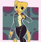 anthro blep blush bottomwear breasts clothed clothing female flashing fur hoodie nipples one_breast_out pants presenting simple_background smile solo teasing tongue tongue_out topwear yellow_sclera yoga_pants raydio microsoft prequel_adventure the_elder_scrolls katia_managan felid khajiit mammal 2018 digital_media_(artwork)