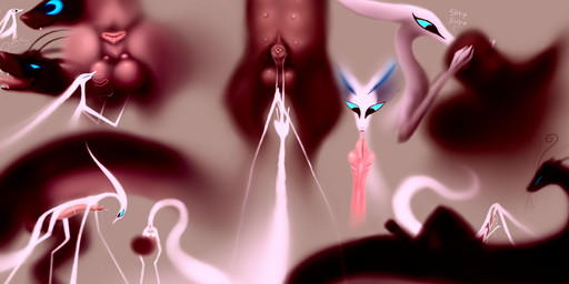 animal_genitalia antennae_(anatomy) anus ball_lick balls big_balls big_penis big_tail bodily_fluids butt claws cum cum_explosion cum_from_mouth cum_in_mouth cum_inside duo erection fangs fellatio feral frottage fur genital_fluids genitals huge_balls huge_penis licking long_ears long_legs long_tail long_tongue male male/male male_penetrated male_penetrating neck_lick nipples nude object_in_urethra open_mouth oral oral_penetration orgasm paws penetration penile penis penises_touching sex sheath sheath_play simple_background size_difference slurping smile tail teeth text tongue tongue_out urethral urethral_penetration urethral_tonguing whiskers white_body white_fur l0veblood chesawyiin_(cloudweaver) ksyker_ringola deity domestic_cat felid feline felis mammal mustelid absurd_res digital_media_(artwork) hi_res krita_(artwork)