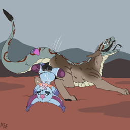 ambiguous_penetration anthro anthro_on_feral anthro_penetrated balls bestiality biped black_eyes black_nose blue_body bodily_fluids cum cum_from_mouth cum_in_mouth cum_inflation cum_inside cum_splatter cum_through day duo eyes_closed facial_markings fangs female female_penetrated feral feral_penetrating feral_penetrating_anthro forehead_markings forked_tongue genital_fluids genitals head_markings inflation larger_feral larger_male male male/female male_penetrating male_penetrating_female markings nude open_mouth outside penetration plushie plushophilia quadruped scar sex size_difference smaller_anthro smaller_female star_(marking) teeth tongue tongue_out upside_down fuf fallout microsoft animate_inanimate homunculus living_plushie night_stalker_(fallout) 1:1 2026 hi_res