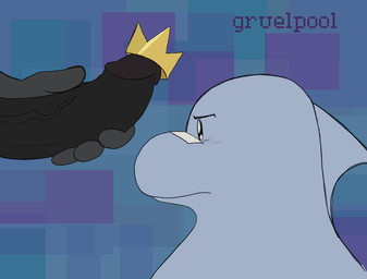 anthro bald big_penis black_penis bodily_fluids crown duo genital_fluids genitals headgear huge_penis male male/male overweight overweight_male penis penis_on_head precum teasing gruelpool delphos_(gruelpool) zenith_(gruelpool) aquatic avian bird cetacean dolphin mammal penguin toothed_whale animated loop