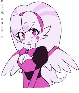 art_program_in_frame clothed clothing feathered_wings feathers female simple_background solo white_background wings enaic31 hazbin_hotel hellaverse molly_(hazbin_hotel) angel arachnid arthropod humanoid spider hi_res
