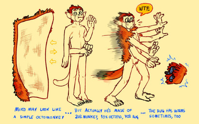 4_arms anthro featureless_crotch looking_at_viewer male mouth_closed multi_arm multi_limb nude simple_background solo speech_bubble standing text 0ct0m0n0 miko_(0ct0m0n0) haplorhine mammal monkey primate 16:10 english_text hi_res partially_colored widescreen