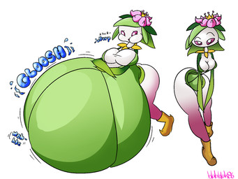 anthro belly big_belly big_breasts breasts female huge_belly hyper hyper_belly inflation pink_sclera simple_background solo white_background blahblah866 nintendo pokemon generation_8_pokemon hisuian_form hisuian_lilligant pokemon_(species) regional_form_(pokemon) 2022 4:3 digital_media_(artwork) hi_res
