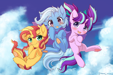 blush female feral fur group hooves horn looking_at_viewer open_mouth sunset tongue tongue_out twintails_(hairstyle) underhoof young young_feral symbianl equestria_girls friendship_is_magic hasbro my_little_pony mythology starlight_glimmer_(mlp) sunset_shimmer_(eg) trixie_(mlp) equid equine mammal mythological_creature mythological_equine unicorn 2020 3:2 digital_media_(artwork) hi_res