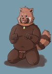 anthro balls belly flaccid foreskin genitals humanoid_genitalia humanoid_hands humanoid_penis kemono male navel overweight overweight_male penis simple_background solo hokolee32 ailurid mammal red_panda 2020 absurd_res hi_res