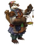 2024 anthro asian_badger badger breasts clothed clothing colored dr_gulnara_pom eyewear female flower flower_crown full-length_portrait fully_clothed fur glasses hi_res mammal meles mustelid musteline official_art paizo pathfinder plant portrait shaded simple_background solo unknown_artist weighing_scale