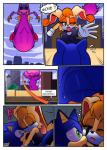 anthro big_breasts breasts clothed clothing comic dialogue digital_media_(artwork) english_text eulipotyphlan female group hedgehog hi_res lagomorph leporid male mammal mature_anthro mature_female one-piece_swimsuit protective rabbit raianonzika rescue sega sonic_the_hedgehog sonic_the_hedgehog_(series) superbunnygt swimwear text vanilla_the_rabbit