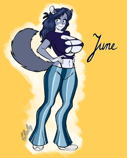 anthro blue_eyes boots breasts clothing ears_up eyebrows eyelashes female footwear fur hair navel shoes solo tail text torn_clothing chisheq june_(chisheq) chinchilla chinchillid mammal rodent hi_res