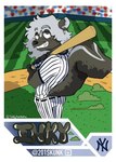 baseball_bat baseball_uniform bat_(object) clothing inky male mammal mephitid new_york_yankees skunk smile solo sportswear stink_fumes uniform waltzingwbears_(artist)