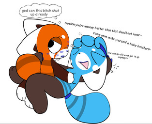adult_on_young age_difference anthro blue_body blue_fur dialogue duo featureless_crotch female female_penetrated fur lying male male/female male_penetrating male_penetrating_female markings older_female orange_body orange_fur penetration profanity sex simple_background tail text vaginal vaginal_penetration white_background white_markings young young_anthro young_male younger_male brainrotter101 austin_(brainrotter101) maria_(brainrotter101) ailurid mammal red_panda english_text incest_(lore) mother_(lore) mother_and_child_(lore) mother_and_son_(lore) parent_(lore) parent_and_child_(lore) parent_and_son_(lore) son_(lore)