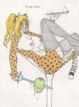 anthro big_breasts breasts cocktail_glass container cup drinking_glass female food fruit glass glass_container glass_cup hair huge_breasts in_beverage olive_(fruit) pasties plant solo text yellow_eyes imjim007 mihari cheetah felid feline mammal colored_pencil_(artwork) english_text hi_res traditional_media_(artwork)