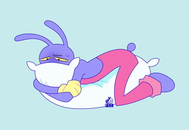 ambiguous_gender anthro bodily_fluids clothed clothed_anthro clothing grinding humping implied_ejaculation implied_orgasm long_ears masturbation orgasm pelvic_thrust pillow pillow_humping purple_body shaking shaking_orgasm solo steam sweat sweatdrop tail tail_motion tailwag yellow_eyes fsc glitch_productions the_amazing_digital_circus jax_(tadc) lagomorph leporid mammal rabbit animated hi_res no_sound short_playtime video