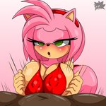 1:1 accessory amy_rose anthro bouncing_breasts bra breast_grab breast_play breast_squish breasts butt clothing duo eulipotyphlan female female_on_human first_person_view fur hair hair_accessory hand_on_breast hedgehog hi_res human human_on_anthro human_pov interspecies looking_pleasured male male/female male_on_anthro male_pov mammal nipples panties penile pink_body pink_fur pink_hair pov_blowjob pov_titfuck sega sex sirjzau sonic_the_hedgehog_(series) squish titfuck underwear
