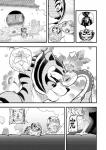 anthro black_and_white blush breasts claws comic dreamworks duo eyes_closed fangs featureless_breasts felid female female/female feral fur heart_symbol hi_res kung_fu_panda mammal master_tigress master_viper monochrome open_mouth pantherine reptile scalie snake speech_bubble speechless striped_body striped_fur stripes teeth tiger tongue tongue_out zenmigawa