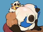 anthro balls big_muscles big_nipples big_pecs cookie dark_nipples food genitals huge_muscles huge_nipples huge_pecs hyper male musclegut muscular nipples pecs solo squish nathanlepoyo roddy_bear bear mammal absurd_res hi_res