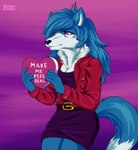 anthro big_breasts blue_body blue_fur breasts depressing depression female fluffy fluffy_tail fur heart_symbol sad solo tail white_body white_fur moko_(artist) mood avi_(moko) canid canine canis mammal wolf absurd_res hi_res