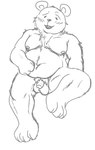 anthro balls belly blush flaccid genitals male moobs navel nipples penis slightly_chubby solo ashxxx_ad one_piece bepo_(one_piece) bear mammal minkmen_(one_piece) polar_bear ursine 2023 hi_res monochrome