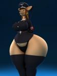 anthro big_butt breasts brown_hair butt clothed clothing female hair huge_butt hyper nazi riding_crop simple_background smile solo thick_thighs uniform whip wide_hips anthroanim abigail_roo kangaroo macropod mammal marsupial 2017 3:4 3d_(artwork) absurd_res digital_media_(artwork) hi_res