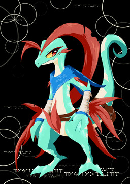 2_penises 2_toes 3_fingers accessory animal_genitalia animal_penis anthro armwear bag belt belt_pouch blue_clothing blue_scarf bodily_fluids bottomless clothed clothing eyelashes feet fingers furgonomics genital_fluids genitals hemipenes leaf leaf_hair leaking_precum long_tail male markings multi_genitalia multi_penis penis plant plant_hair pouch_(clothing) precum pseudo_hair red_eyes scarf solo tail tail_accessory tail_bag tailband tapering_penis toes yellow_sclera shadowsoulful nintendo pokemon pokemon_mystery_dungeon spike_chunsoft fan_character tiku_(shadowsoulful) generation_3_pokemon grovyle pokemon_(species) reptile scalie shiny_pokemon 2025 absurd_res cel_shading hi_res lineless shaded