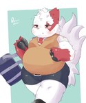 anthro biped bodily_fluids bottomwear clothed clothing male simple_background solo sweat sweatdrop thick_thighs topwear jimmiezangoo nintendo pokemon generation_3_pokemon pokemon_(species) zangoose 2022 5:6 absurd_res digital_media_(artwork) hi_res