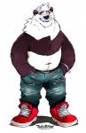 anthro biped bottomwear clothed clothing footwear fur hat headgear headwear male pants shoes solo topless yellow_eyes super-tuler tairu bear giant_panda mammal 2015 digital_media_(artwork) hi_res