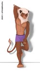 abs amber_eyes arm_tuft brown_body brown_fur brown_spots bulge clothed clothing fur looking_at_viewer male mane markings nipples paws pecs pink_nipples purple_clothing purple_underwear raised_arm red_body red_fur shadow simple_background solo spots spotted_body spotted_fur standing tan_body tan_fur tuft underwear underwear_only white_background white_body white_fur white_mane thathornycat felid feline lion mammal pantherine hi_res