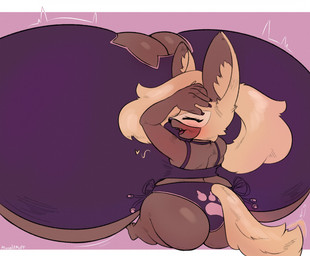 anthro big_breasts big_butt blush breasts butt cleavage_cutout clothed clothing cutout eyes_closed female fully_clothed huge_breasts hyper hyper_breasts solo moonlitmoff idw_publishing sega sonic_the_hedgehog_(comics) sonic_the_hedgehog_(idw) sonic_the_hedgehog_(series) whisper_the_wolf canid canine canis mammal wolf hi_res