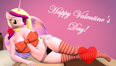 anthro anthrofied bed bedroom_eyes bow_ribbon breasts clothing female flower flower_in_mouth furniture heart_gem holidays horn legwear mature_female narrowed_eyes navel panties pattern_clothing pattern_legwear pattern_stockings plant pose rose_(flower) rose_in_mouth seductive solo stockings striped_clothing striped_legwear striped_stockings stripes underwear wings papadragon69 friendship_is_magic hasbro hearts_and_hooves_day my_little_pony mythology valentine's_day princess_cadance_(mlp) equid equine horse mammal mythological_creature mythological_equine pony winged_unicorn 3d_(artwork) digital_media_(artwork) hi_res pinup