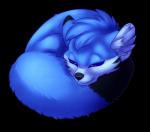 2017 alpha_channel ambiguous_gender black_body black_fur blue_body blue_fur blue_hair canid canine canis chocolatecoins curled_up dexthefolf digital_media_(artwork) dipstick_tail eyes_closed feral fox fur hair hi_res hybrid lying mammal markings multicolored_tail simple_background sleeping smile solo stripes tail tail_markings transparent_background wolf