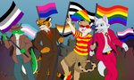 anthro asexual_pride_colors bear_pride_colors bisexual_pride_colors business_suit casual_clothing clothed clothing fedora flag flag_(object) flags fully_clothed genderfluid_pride_colors group hat headgear headwear hetero_pride_colors holding_flag holding_object lgbt_pride male pride_color_flag pride_colors rainbow_flag rainbow_pride_colors rainbow_pride_flag rainbow_symbol romantic romantic_couple silhouette six-stripe_rainbow_pride_colors straight_ally_colors subculture_pride_colors suit transgender_pride_colors philfox lgbt_pride_month cregon frank_(cregon) alligator alligatorid canid canine canis crocodile crocodilian felid mammal pantherine reptile scalie tiger wolf absurd_res hi_res