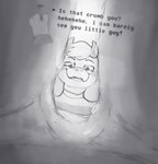 3_toes anthro between_toes bodily_fluids dialogue duo feet foot_fetish foot_focus foot_play looking_at_viewer low-angle_view male male/male micro sweat sweaty_feet talking_to_viewer toes ahedeg undertale undertale_(series) asriel_dreemurr monochrome