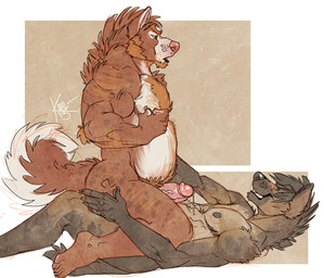 anal anal_penetration anthro anthro_on_anthro beard belly biceps bodily_fluids body_hair chest_hair cowgirl_position duo erection facial_hair from_front_position genital_fluids genitals hair humanoid_genitalia humanoid_penis lying male male/male male_on_bottom male_on_top male_penetrated male_penetrating male_penetrating_male musclegut muscular muscular_male nipple_fetish nipple_pinch nipple_play nipples nude on_back on_bottom on_top orange_hair overweight pecs penetration penis pinch pink_nose precum sex straddling thick_penis kihu alaskan_malamute canid canine canis domestic_dog hyena mammal mastiff molosser nordic_sled_dog spitz striped_hyena