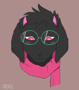 black_body black_fur bodily_fluids clothing eyewear fur glasses horn male pink_eyes scarf solo tears dexel deltarune undertale_(series) ralsei bovid caprine darkner goat mammal 2022 digital_media_(artwork)