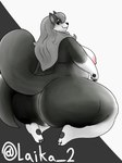 anthro big_butt breasts butt crouching female hyper obese overweight solo thick_thighs laika_2 nicole_(laika_2) canid canine canis domestic_dog husky mammal nordic_sled_dog spitz hi_res