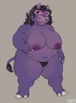 anthro big_breasts breasts ear_piercing eyewear female glasses hair nipples overweight overweight_anthro overweight_female piercing pubes solo standing dbd common_hippopotamus hippopotamid mammal