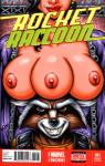 3_breasts anthro breasts brown_eyes clothed clothing duo fangs female grin humanoid_on_anthro looking_at_viewer male male/female multi_breast nipples partially_clothed shirt smile teeth topwear vest gb2k_(artist) guardians_of_the_galaxy marvel total_recall rocket_raccoon humanoid mammal procyonid raccoon