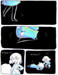 aftertale ambiguous_gender black_background chara_(undertale) clothing comic dialogue english_text falling frisk_(undertale) human loverofpiggies mammal not_furry shocked simple_background text undertale undertale_(series)