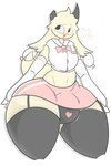 2:3 absurd_res big_bulge big_butt blush bottomwear bovid bulge butt caprine clothing femboy goat hi_res lester_(zeclyn) male mammal simple_background skirt solo thick_thighs zaclyn